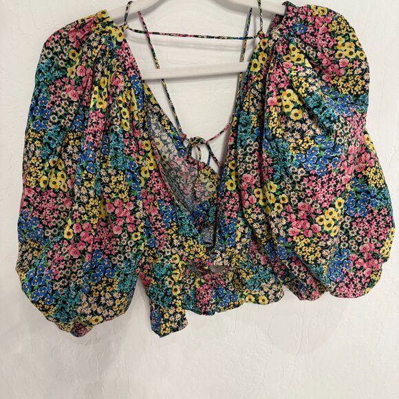 For Love & Lemons Ruth Crop Top M / Blue - Picture 3 of 4